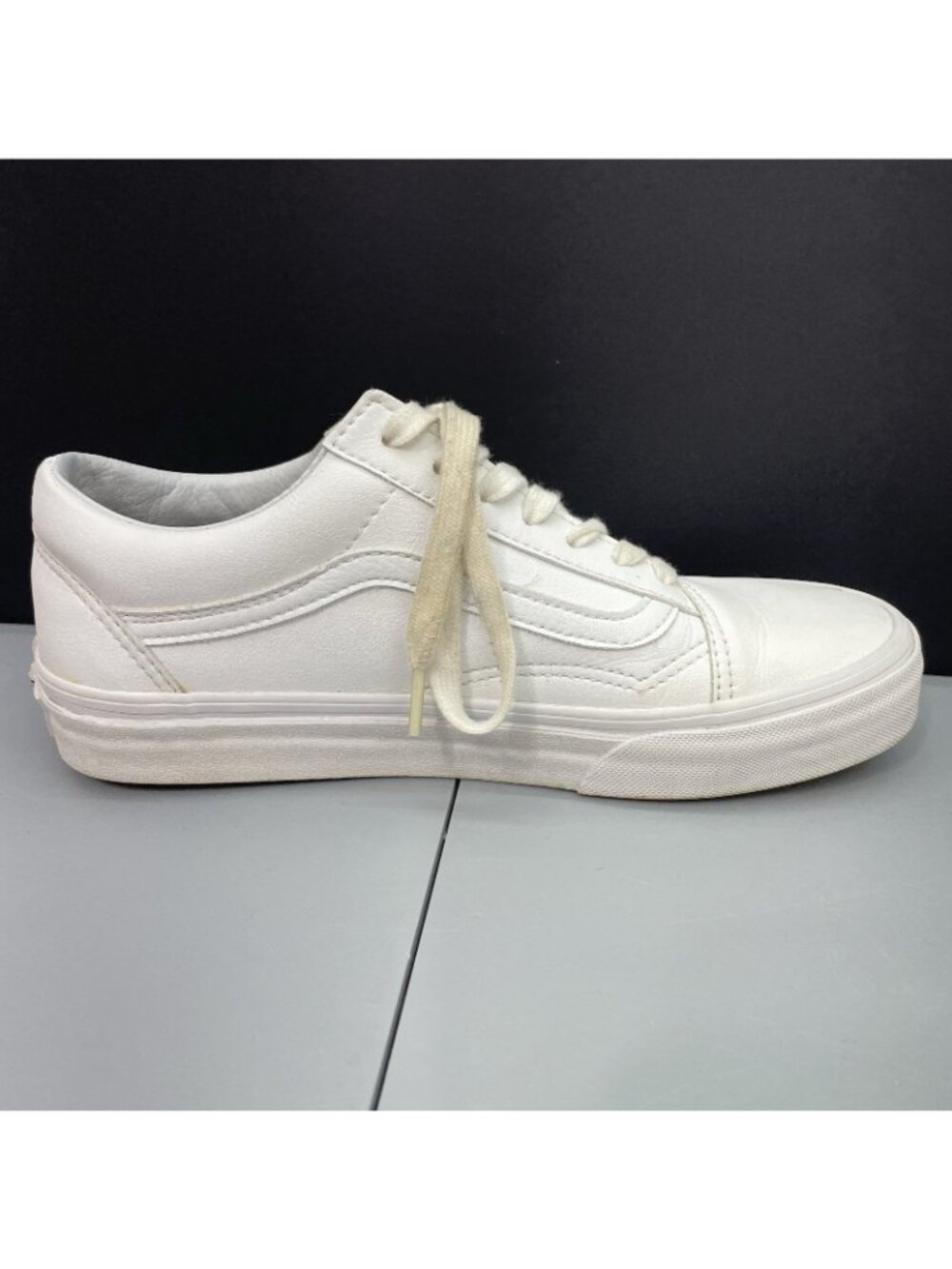 Vans Old Skool Sneakers Shoes Athletic Leather White Womens 7 - Picture 10 of 13